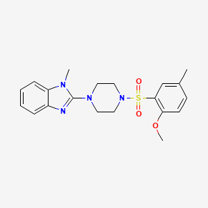 molecular formula C20H24N4O3S B2624622 2-(4-((2-methoxy-5-methylphenyl)sulfonyl)piperazin-1-yl)-1-methyl-1H-benzo[d]imidazole CAS No. 1235071-70-1