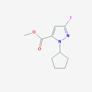 molecular formula C10H13IN2O2 B2624623 Methyl 2-cyclopentyl-5-iodopyrazole-3-carboxylate CAS No. 2226181-88-8