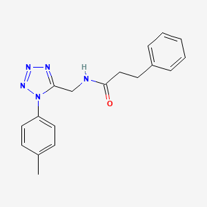molecular formula C18H19N5O B2624624 3-phenyl-N-((1-(p-tolyl)-1H-tetrazol-5-yl)methyl)propanamide CAS No. 921054-65-1