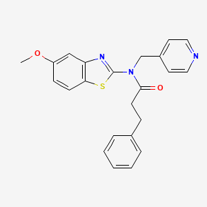 molecular formula C23H21N3O2S B2624627 N-(5-methoxybenzo[d]thiazol-2-yl)-3-phenyl-N-(pyridin-4-ylmethyl)propanamide CAS No. 923244-68-2