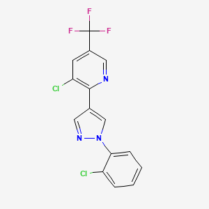molecular formula C15H8Cl2F3N3 B2624635 3-Chloro-2-(1-(2-chlorophenyl)-1H-pyrazol-4-yl)-5-(trifluoromethyl)pyridine CAS No. 246022-30-0