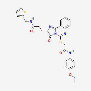 molecular formula C28H27N5O4S2 B2624636 3-[5-({[(4-ethoxyphenyl)carbamoyl]methyl}sulfanyl)-3-oxo-2H,3H-imidazo[1,2-c]quinazolin-2-yl]-N-[(thiophen-2-yl)methyl]propanamide CAS No. 1037222-75-5