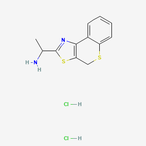 molecular formula C12H14Cl2N2S2 B2624643 1-(4H-Thiochromeno[4,3-d][1,3]thiazol-2-yl)ethanamine;dihydrochloride CAS No. 2551118-12-6