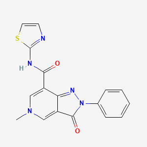 molecular formula C17H13N5O2S B2624644 5-methyl-3-oxo-2-phenyl-N-(thiazol-2-yl)-3,5-dihydro-2H-pyrazolo[4,3-c]pyridine-7-carboxamide CAS No. 921880-42-4