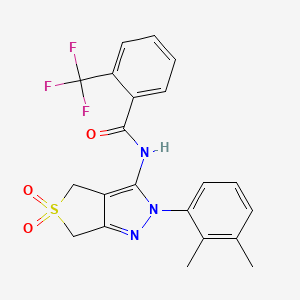 molecular formula C21H18F3N3O3S B2624647 N-(2-(2,3-dimethylphenyl)-5,5-dioxido-4,6-dihydro-2H-thieno[3,4-c]pyrazol-3-yl)-2-(trifluoromethyl)benzamide CAS No. 450338-80-4