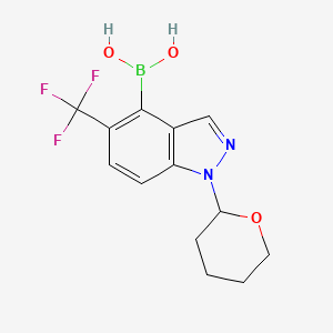 molecular formula C13H14BF3N2O3 B2624649 (1-(Tetrahydro-2H-pyran-2-yl)-5-(trifluoromethyl)-1H-indazol-4-yl)boronic acid CAS No. 2374153-25-8