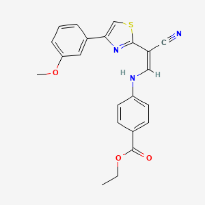 molecular formula C22H19N3O3S B2624653 (Z)-ethyl 4-((2-cyano-2-(4-(3-methoxyphenyl)thiazol-2-yl)vinyl)amino)benzoate CAS No. 1321777-87-0