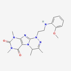 molecular formula C20H25N7O3 B2624659 1-(2-((2-methoxyphenyl)amino)ethyl)-3,4,7,9-tetramethyl-7,9-dihydro-[1,2,4]triazino[3,4-f]purine-6,8(1H,4H)-dione CAS No. 923673-95-4