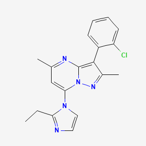 molecular formula C19H18ClN5 B2624665 3-(2-chlorophenyl)-7-(2-ethyl-1H-imidazol-1-yl)-2,5-dimethylpyrazolo[1,5-a]pyrimidine CAS No. 900887-89-0