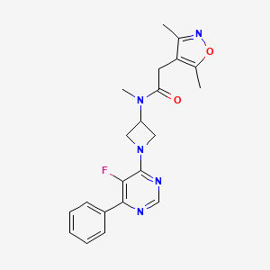 molecular formula C21H22FN5O2 B2624670 2-(3,5-Dimethyl-1,2-oxazol-4-yl)-N-[1-(5-fluoro-6-phenylpyrimidin-4-yl)azetidin-3-yl]-N-methylacetamide CAS No. 2380190-34-9