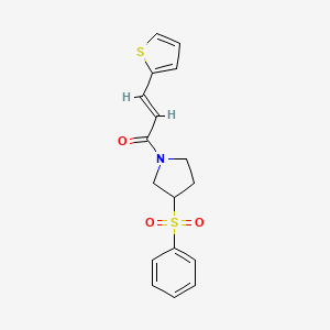 molecular formula C17H17NO3S2 B2624671 (E)-1-(3-(phenylsulfonyl)pyrrolidin-1-yl)-3-(thiophen-2-yl)prop-2-en-1-one CAS No. 1448139-87-4