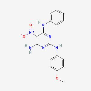 molecular formula C17H16N6O3 B2624676 N2-(4-methoxyphenyl)-5-nitro-N4-phenylpyrimidine-2,4,6-triamine CAS No. 714284-77-2