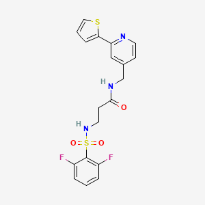 molecular formula C19H17F2N3O3S2 B2624678 3-(2,6-difluorophenylsulfonamido)-N-((2-(thiophen-2-yl)pyridin-4-yl)methyl)propanamide CAS No. 2034545-82-7