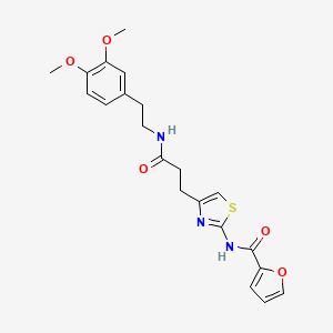 molecular formula C21H23N3O5S B2624680 N-(4-(3-((3,4-dimethoxyphenethyl)amino)-3-oxopropyl)thiazol-2-yl)furan-2-carboxamide CAS No. 1021266-38-5