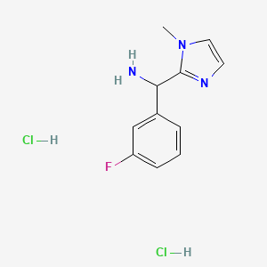 molecular formula C11H14Cl2FN3 B2624693 (3-Fluorophenyl)-(1-methylimidazol-2-yl)methanamine;dihydrochloride CAS No. 2490406-76-1