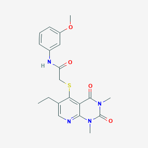 molecular formula C20H22N4O4S B2624702 2-((6-ethyl-1,3-dimethyl-2,4-dioxo-1,2,3,4-tetrahydropyrido[2,3-d]pyrimidin-5-yl)thio)-N-(3-methoxyphenyl)acetamide CAS No. 941966-07-0
