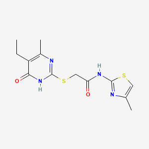 molecular formula C13H16N4O2S2 B2624703 2-((5-ethyl-4-methyl-6-oxo-1,6-dihydropyrimidin-2-yl)thio)-N-(4-methylthiazol-2-yl)acetamide CAS No. 899744-51-5