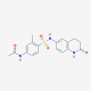 molecular formula C18H19N3O4S B2624705 N-(3-methyl-4-(N-(2-oxo-1,2,3,4-tetrahydroquinolin-6-yl)sulfamoyl)phenyl)acetamide CAS No. 922059-59-4