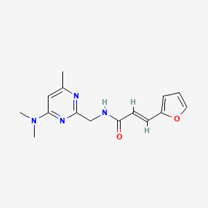 molecular formula C15H18N4O2 B2624713 (E)-N-((4-(dimethylamino)-6-methylpyrimidin-2-yl)methyl)-3-(furan-2-yl)acrylamide CAS No. 1798413-52-1