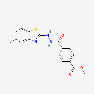 molecular formula C18H17N3O3S B2624726 Methyl 4-(2-(5,7-dimethylbenzo[d]thiazol-2-yl)hydrazinecarbonyl)benzoate CAS No. 851987-59-2