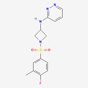 molecular formula C14H15FN4O2S B2624731 N-[1-(4-fluoro-3-methylbenzenesulfonyl)azetidin-3-yl]pyridazin-3-amine CAS No. 2097914-88-8