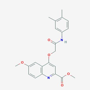 molecular formula C22H22N2O5 B2624734 Methyl 4-(2-((3,4-dimethylphenyl)amino)-2-oxoethoxy)-6-methoxyquinoline-2-carboxylate CAS No. 1359392-28-1