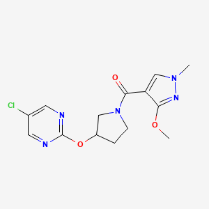 molecular formula C14H16ClN5O3 B2624737 (3-((5-chloropyrimidin-2-yl)oxy)pyrrolidin-1-yl)(3-methoxy-1-methyl-1H-pyrazol-4-yl)methanone CAS No. 2034363-96-5