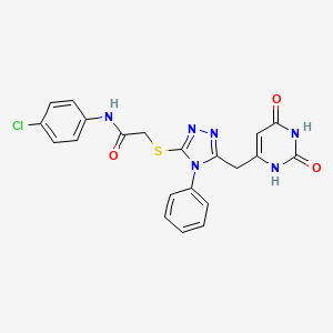 molecular formula C21H17ClN6O3S B2624738 N-(4-chlorophenyl)-2-[[5-[(2,4-dioxo-1H-pyrimidin-6-yl)methyl]-4-phenyl-1,2,4-triazol-3-yl]sulfanyl]acetamide CAS No. 852046-72-1