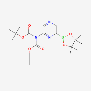 molecular formula C20H32BN3O6 B2624744 tert-butyl N-[(tert-butoxy)carbonyl]-N-[6-(tetramethyl-1,3,2-dioxaborolan-2-yl)pyrazin-2-yl]carbamate CAS No. 1400668-06-5