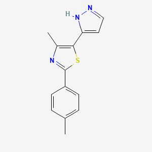 molecular formula C14H13N3S B2624747 4-methyl-2-(4-methylphenyl)-5-(1H-pyrazol-5-yl)-1,3-thiazole CAS No. 1397224-18-8