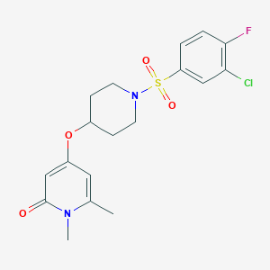 molecular formula C18H20ClFN2O4S B2624754 4-((1-((3-chloro-4-fluorophenyl)sulfonyl)piperidin-4-yl)oxy)-1,6-dimethylpyridin-2(1H)-one CAS No. 2034291-48-8