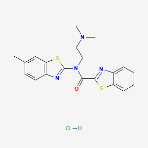 molecular formula C20H21ClN4OS2 B2624763 N-(2-(dimethylamino)ethyl)-N-(6-methylbenzo[d]thiazol-2-yl)benzo[d]thiazole-2-carboxamide hydrochloride CAS No. 1219251-69-0