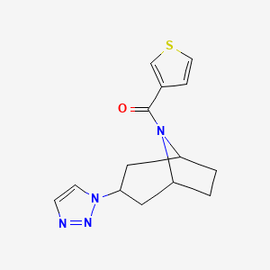 molecular formula C14H16N4OS B2624765 8-(thiophene-3-carbonyl)-3-(1H-1,2,3-triazol-1-yl)-8-azabicyclo[3.2.1]octane CAS No. 2188202-85-7
