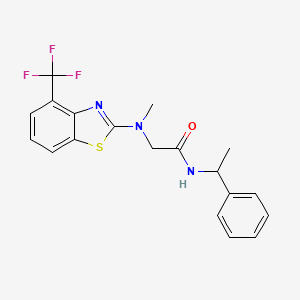 molecular formula C19H18F3N3OS B2624777 2-(methyl(4-(trifluoromethyl)benzo[d]thiazol-2-yl)amino)-N-(1-phenylethyl)acetamide CAS No. 1396783-21-3