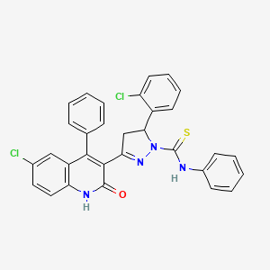 3-(6-chloro-2-hydroxy-4-phenylquinolin-3-yl)-5-(2-chlorophenyl)-N-phenyl-4,5-dihydro-1H-pyrazole-1-carbothioamide