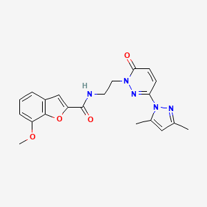 molecular formula C21H21N5O4 B2624783 N-(2-(3-(3,5-dimethyl-1H-pyrazol-1-yl)-6-oxopyridazin-1(6H)-yl)ethyl)-7-methoxybenzofuran-2-carboxamide CAS No. 1351646-81-5