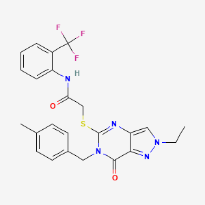 molecular formula C24H22F3N5O2S B2624801 2-((2-ethyl-6-(4-methylbenzyl)-7-oxo-6,7-dihydro-2H-pyrazolo[4,3-d]pyrimidin-5-yl)thio)-N-(2-(trifluoromethyl)phenyl)acetamide CAS No. 892305-57-6