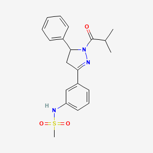 molecular formula C20H23N3O3S B2624807 N-{3-[1-(2-methylpropanoyl)-5-phenyl-4,5-dihydro-1H-pyrazol-3-yl]phenyl}methanesulfonamide CAS No. 851780-66-0