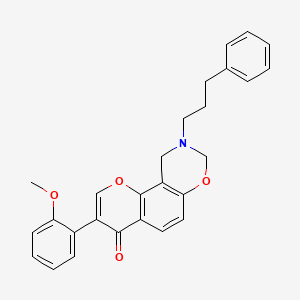 molecular formula C27H25NO4 B2624808 3-(2-methoxyphenyl)-9-(3-phenylpropyl)-9,10-dihydrochromeno[8,7-e][1,3]oxazin-4(8H)-one CAS No. 929444-70-2