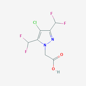 molecular formula C7H5ClF4N2O2 B2624812 [4-chloro-3,5-bis(difluoromethyl)-1H-pyrazol-1-yl]acetic acid CAS No. 1005631-84-4