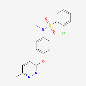 molecular formula C18H16ClN3O3S B2624813 2-chloro-N-methyl-N-(4-((6-methylpyridazin-3-yl)oxy)phenyl)benzenesulfonamide CAS No. 1219905-96-0