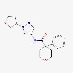 molecular formula C19H23N3O3 B2624815 4-phenyl-N-(1-(tetrahydrofuran-3-yl)-1H-pyrazol-4-yl)tetrahydro-2H-pyran-4-carboxamide CAS No. 1797318-69-4