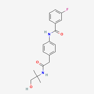 molecular formula C19H21FN2O3 B2624825 3-fluoro-N-(4-(2-((1-hydroxy-2-methylpropan-2-yl)amino)-2-oxoethyl)phenyl)benzamide CAS No. 1235047-30-9