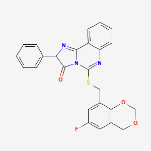molecular formula C25H18FN3O3S B2624833 5-{[(6-fluoro-2,4-dihydro-1,3-benzodioxin-8-yl)methyl]sulfanyl}-2-phenyl-2H,3H-imidazo[1,2-c]quinazolin-3-one CAS No. 958583-31-8