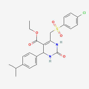 molecular formula C23H25ClN2O5S B2624834 Ethyl 6-(((4-chlorophenyl)sulfonyl)methyl)-4-(4-isopropylphenyl)-2-oxo-1,2,3,4-tetrahydropyrimidine-5-carboxylate CAS No. 866340-23-0