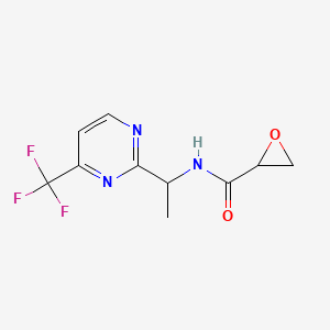 molecular formula C10H10F3N3O2 B2624835 N-[1-[4-(Trifluoromethyl)pyrimidin-2-yl]ethyl]oxirane-2-carboxamide CAS No. 2411253-13-7