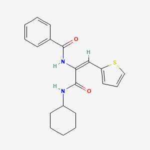 molecular formula C20H22N2O2S B2624837 N-(1-Cyclohexylcarbamoyl-2-thiophen-2-yl-vinyl)-benzamide CAS No. 297145-88-1