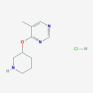 molecular formula C10H16ClN3O B2624838 5-Methyl-4-(piperidin-3-yloxy)pyrimidinehydrochloride CAS No. 1779133-07-1