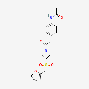 molecular formula C18H20N2O5S B2624842 N-(4-(2-(3-((furan-2-ylmethyl)sulfonyl)azetidin-1-yl)-2-oxoethyl)phenyl)acetamide CAS No. 1797870-91-7