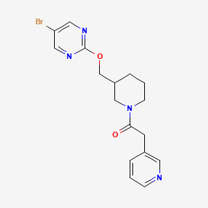 molecular formula C17H19BrN4O2 B2624852 1-[3-[(5-Bromopyrimidin-2-yl)oxymethyl]piperidin-1-yl]-2-pyridin-3-ylethanone CAS No. 2379994-94-0
